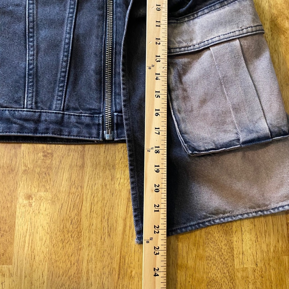 Wrangler Utility Vest Women Sample Brown Tint Black Denim Zip Cargo Grunge - Picture 10 of 10